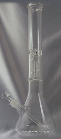 2" GLASS ON GLASS SINGLE 6TREE PERK WATERPIPE WITH ICE CATCHER CLEAR