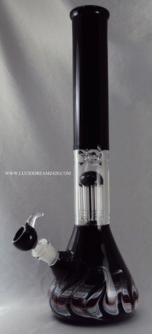 2" GLASS ON GLASS SINGLE PERK 8 TREE WATERPIPE WITH ICE CATCHER BLACK COLOR