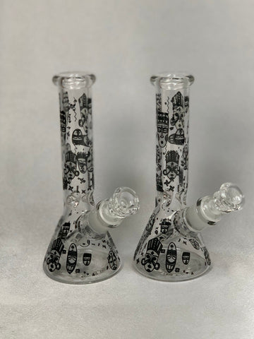 8" 275GMS GLOW IN THE DARK BEAKER WATERPIPES
