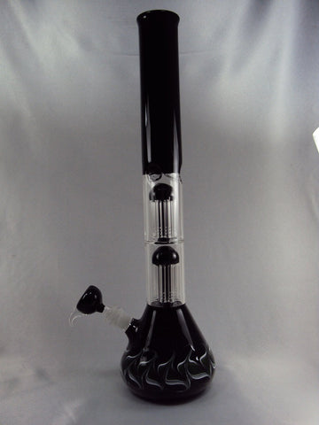 22" GOG DOUBLE PERK 8 TREE WATERPIPE WITH ICE CATCHER OUTSIDE COLOR BLACK