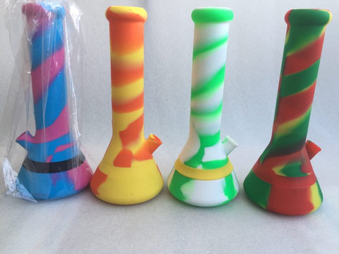 8.3" HEADY SILICONE BEAKER WITH WHITE SILICONE DOWNSTEM AND GOG BOWL