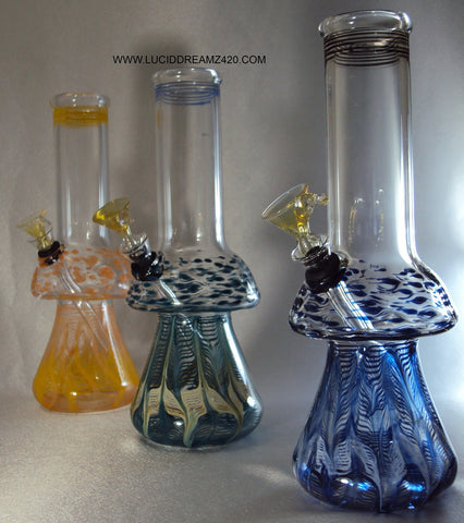 1" LOCAL BLOWN CLASSIC OUTSIDE COLOR MUSHROOM WATERPIPE